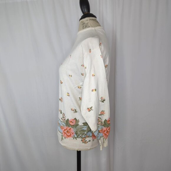 Vintage Mondi Floral Sweater Small White Knit - Picture 5 of 10